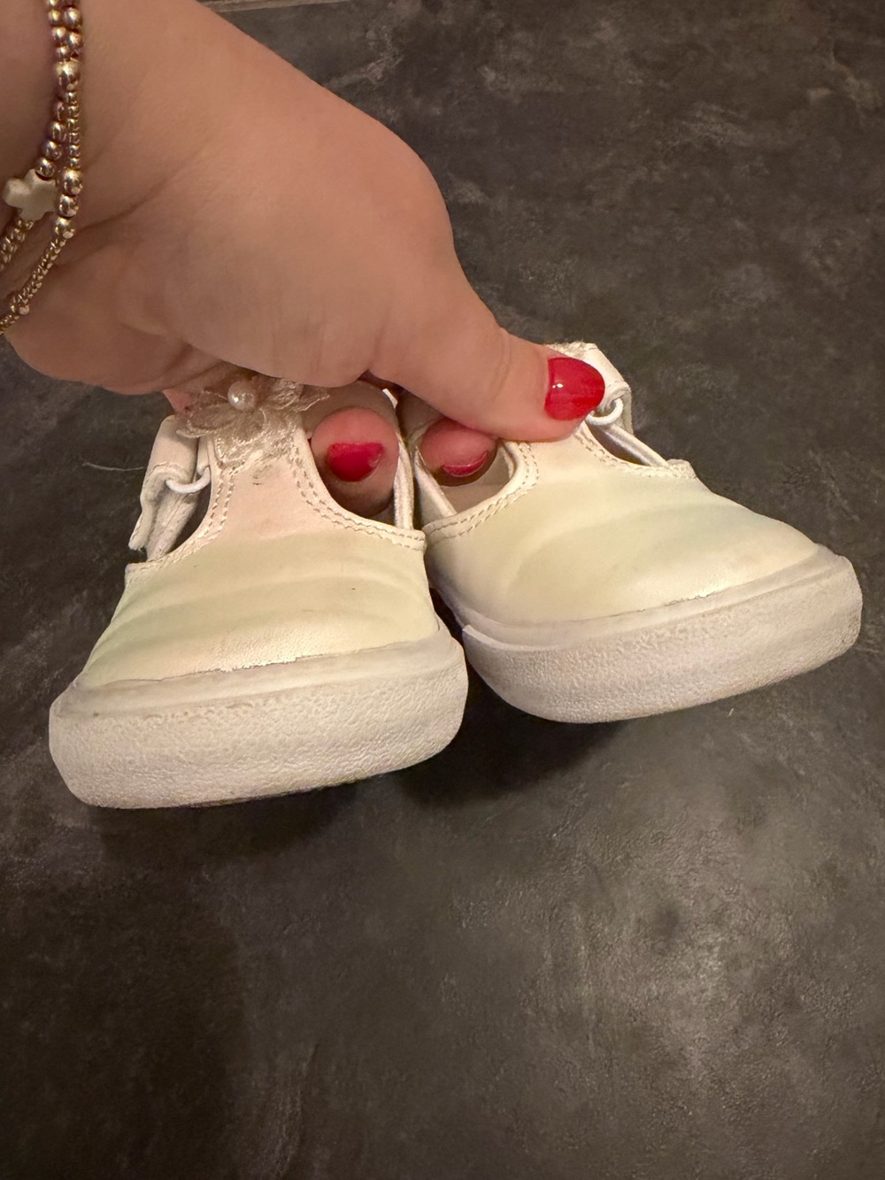 Keds Ivory Pearl Flower Strap Mary Jane Kids Shoes - Picture 5 of 7